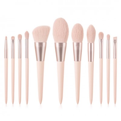 Wholesale High quality high end 11 PCS brush pink suit set for foundation eyeliner eyebrow makeup brush