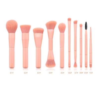 10 pcs soft pink make up cosmetic tools facial foundation makeup brushes set custom logo sold alone